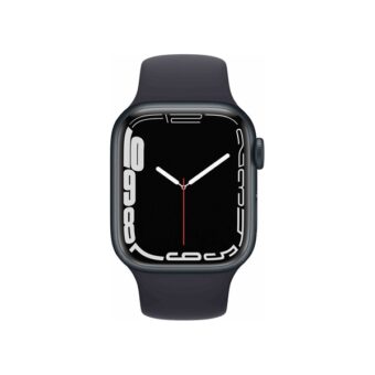 Apple Watch S7 GPS-es (41mm) éjfekete alumínium tok, éjfekete szilikon sportszíjas okosóra