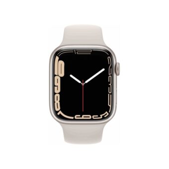 Apple Watch S7 GPS-es (45mm) krém alumínium tok, krém szilikon sportszíjas okosóra