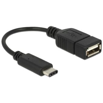 Delock 15cm USB Type-C 2.0 apa – USB 2.0 A típusú anya fekete adatkábel