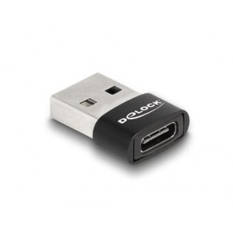 Delock 60002 USB-A 2.0 apa – USB-C anya fekete adapter