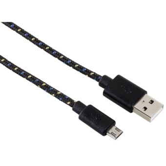 Hama micro USB – USB A 1m fekete szövet adatkábel