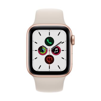 Apple Watch SE (v2) GPS-es (40mm) arany alumínium tok, krém szilikon sportszíjas okosóra